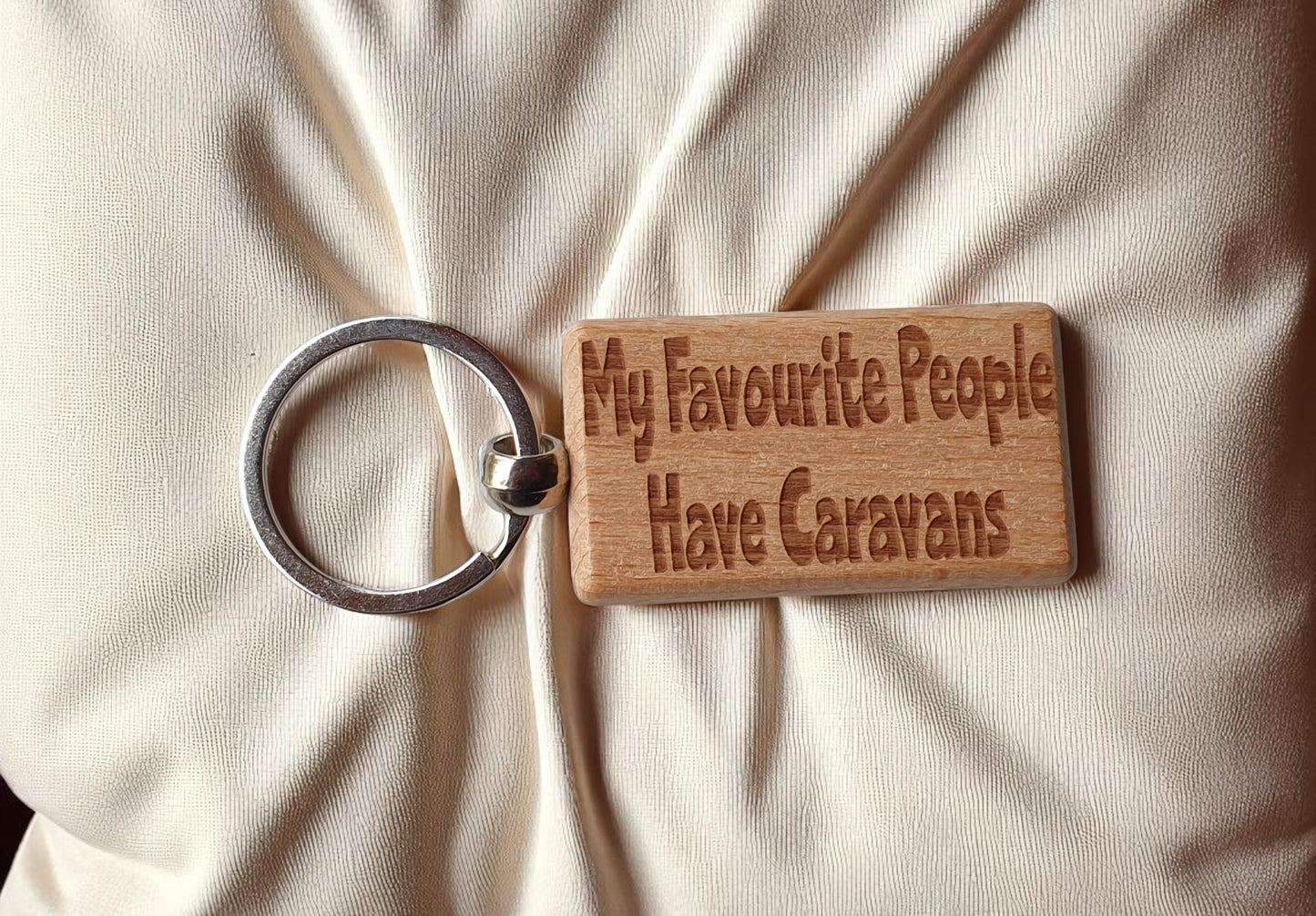 Caravan Keyring Gift My Favourite People Have Cute Engraved Wooden Key Fob Fun Novelty Nice Present