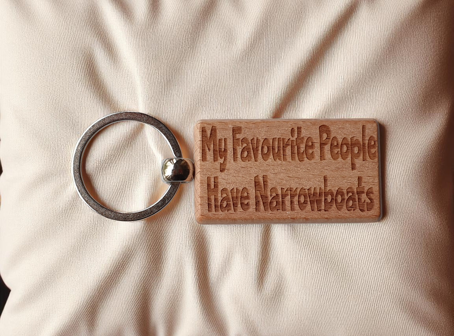 Narrowboat Keyring Gift My Favourite People Have Cute Engraved Wooden Key Fob Fun Novelty Nice Custom Boating Present