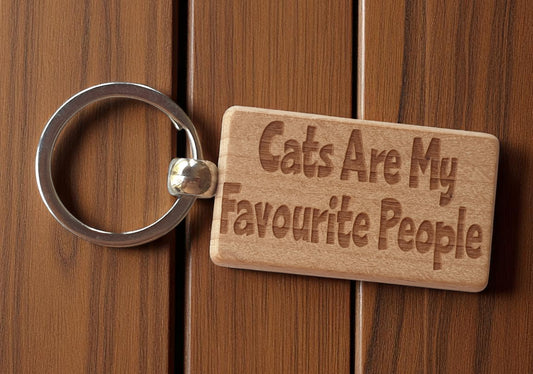Cat Owner Keyring Gift Cats Are My Favourite People Nice Cute Engraved Wooden Key Fob Novelty Present
