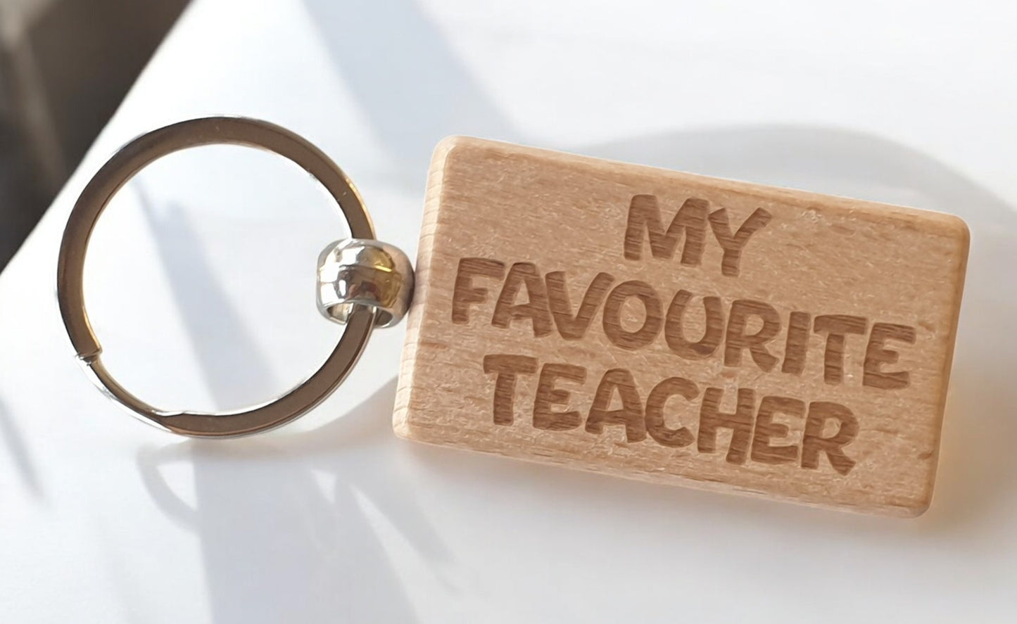 Teacher Keyring Gift My Favourite Cute Engraved Wooden Key Fob Fun Novelty Nice Present