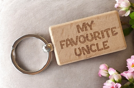 Uncle Keyring Gift My Favourite Cute Engraved Wooden Key Fob Fun Novelty Nice Present