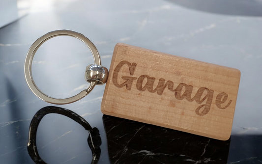 Garage Keyring Gift Nice Cute Engraved Wooden Key Fob Novelty Custom Car Keys Present