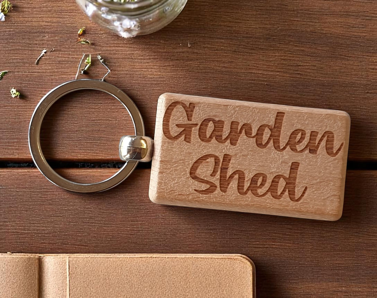 Garden Shed Keyring Nice Cute Custom Engraved Wooden Key Fob Novelty House Keys Present