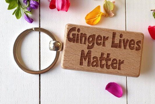 Fun Keyring Gift Ginger Lives Matter Cute Engraved Wooden Key Fob Chain Fun Nice Custom Present
