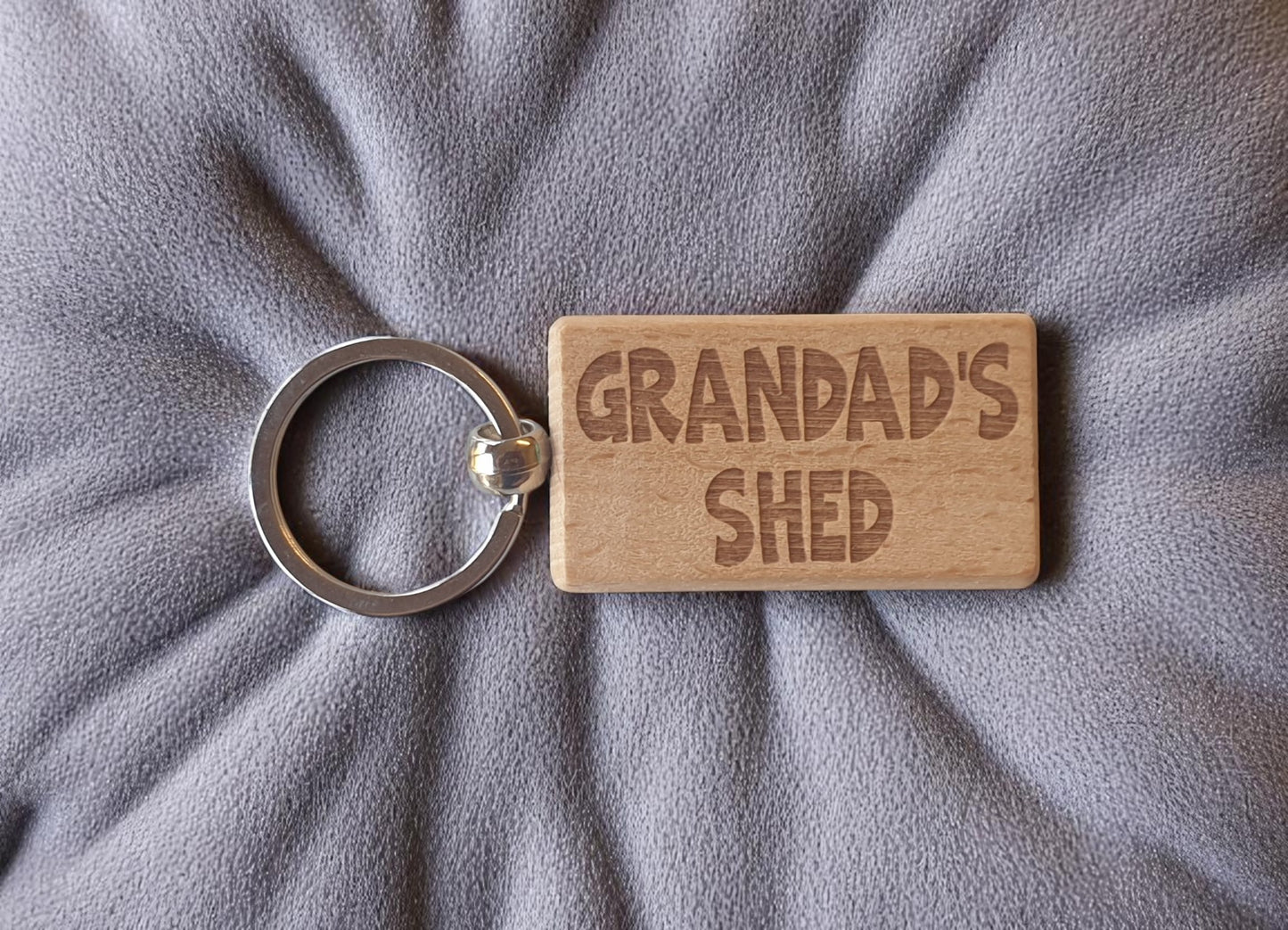 Grandad's Shed Keyring Nice Cute Custom Engraved Wooden Key Fob Novelty House Home Keys Personalised Present