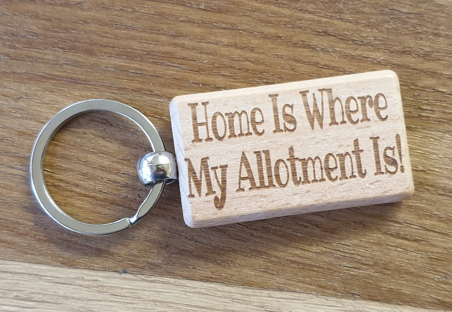 Allotment Keyring Gift Home Is Where My Allotment Is Cute Engraved Wooden Key Fob Novelty Custom Gardening Present