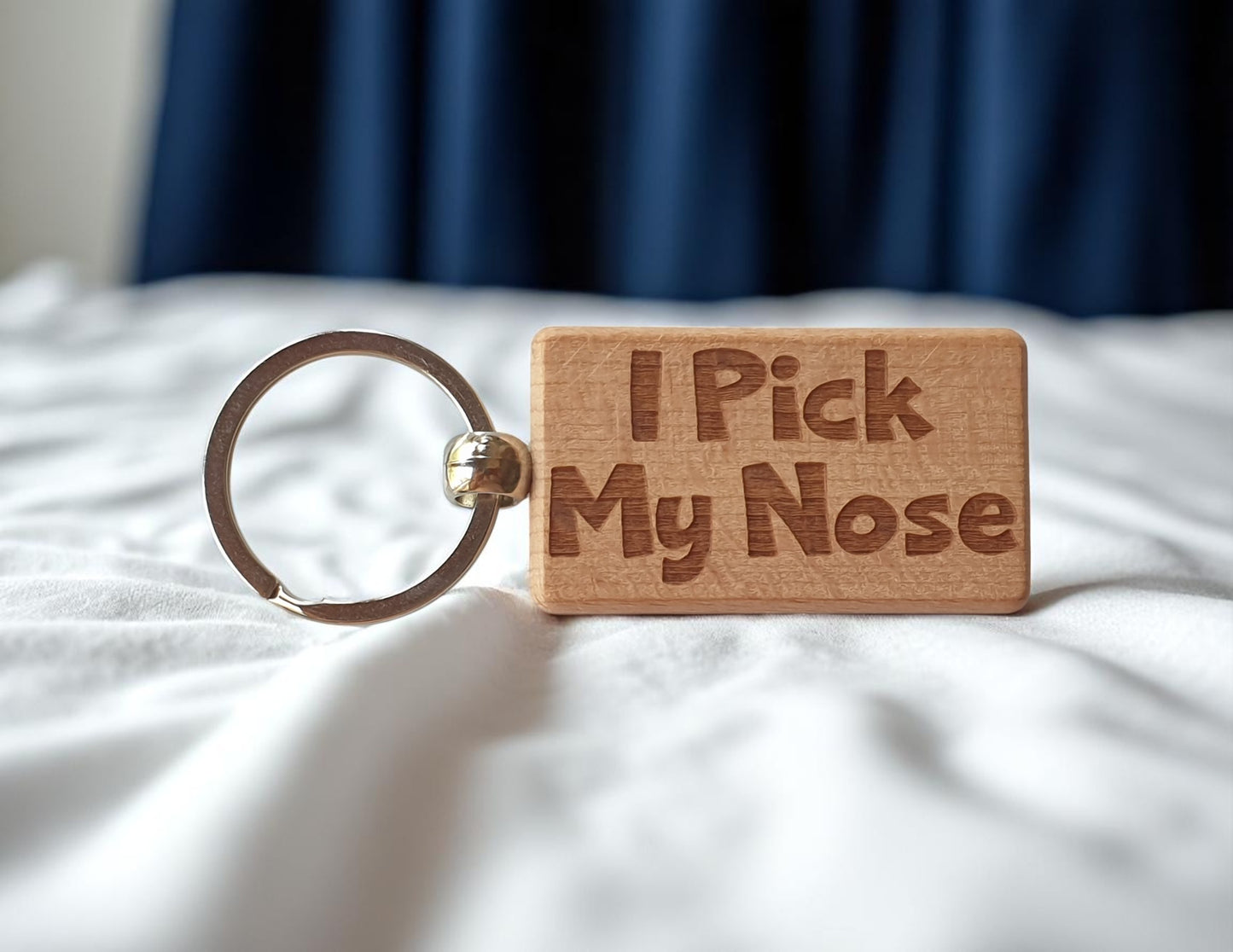 Funny Keyring Gift I Pick My Nose Engraved Wooden Key Fob Fun Novelty Nice Cute Present