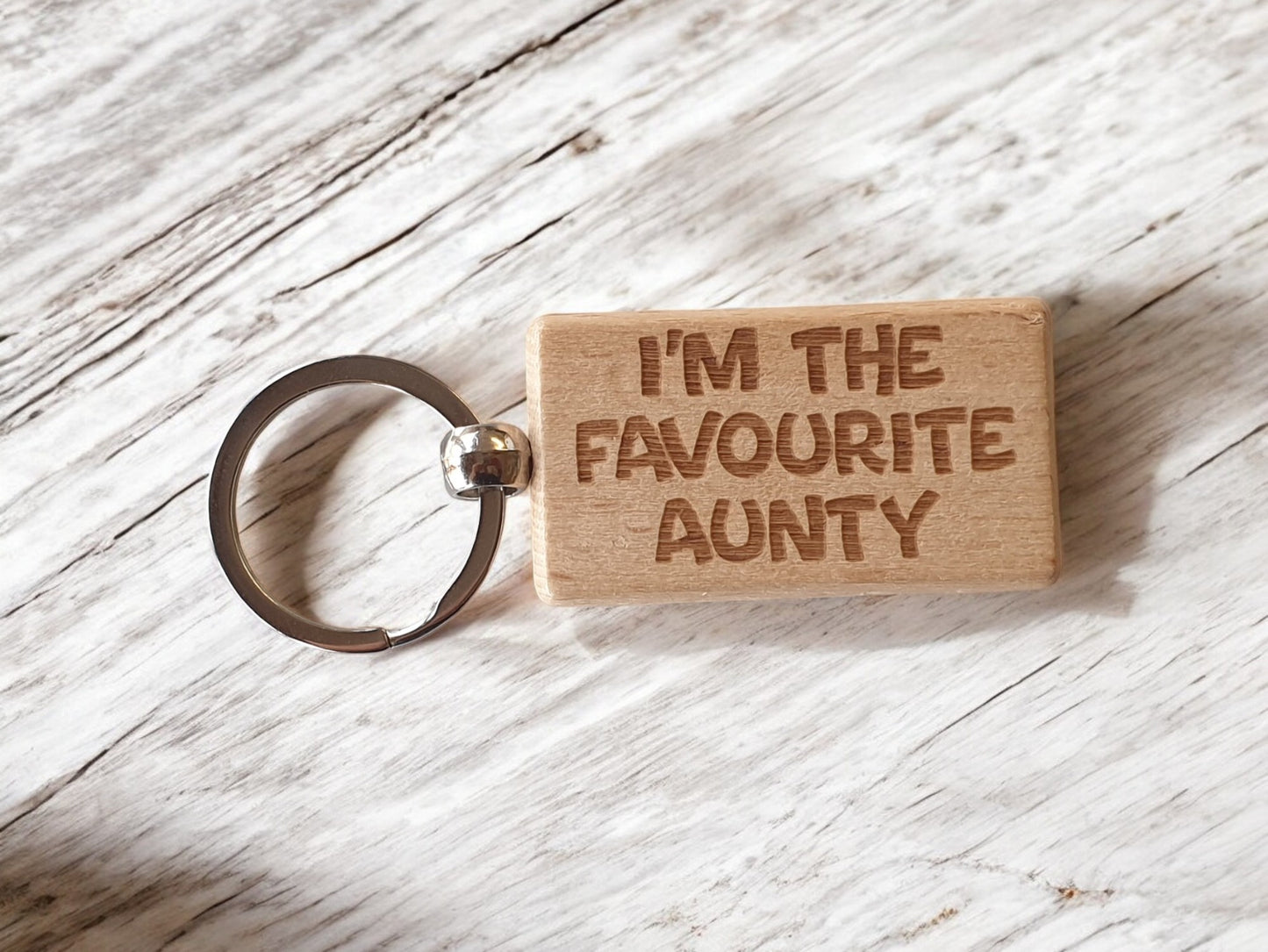 Aunty Keyring Gift I'm The Favourite Cute Engraved Wooden Key Fob Fun Novelty Nice Present