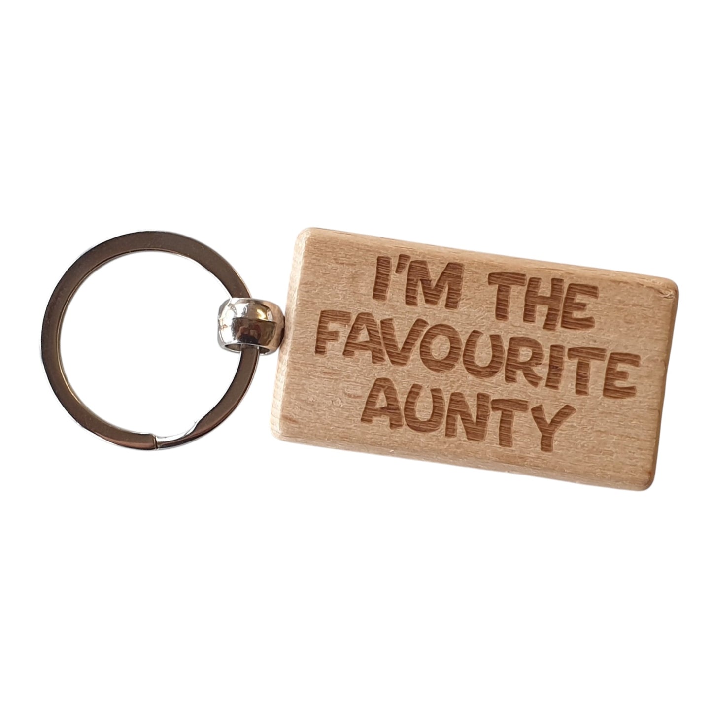 Aunty Keyring Gift I'm The Favourite Cute Engraved Wooden Key Fob Fun Novelty Nice Present