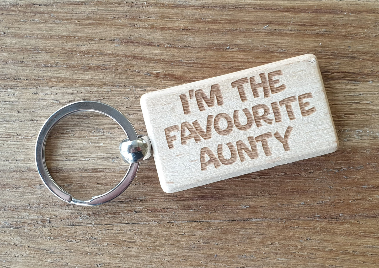 Aunty Keyring Gift I'm The Favourite Cute Engraved Wooden Key Fob Fun Novelty Nice Present