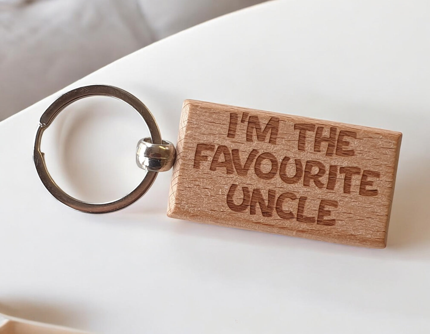 Uncle Keyring Gift I'm The Favourite Cute Engraved Wooden Key Fob Fun Novelty Nice Present