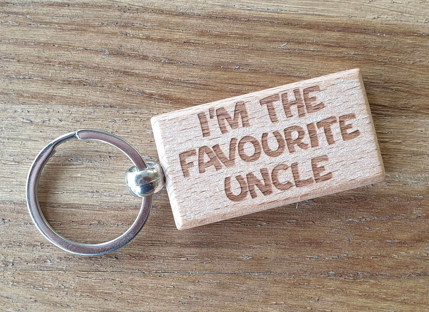 Uncle Keyring Gift I'm The Favourite Cute Engraved Wooden Key Fob Fun Novelty Nice Present
