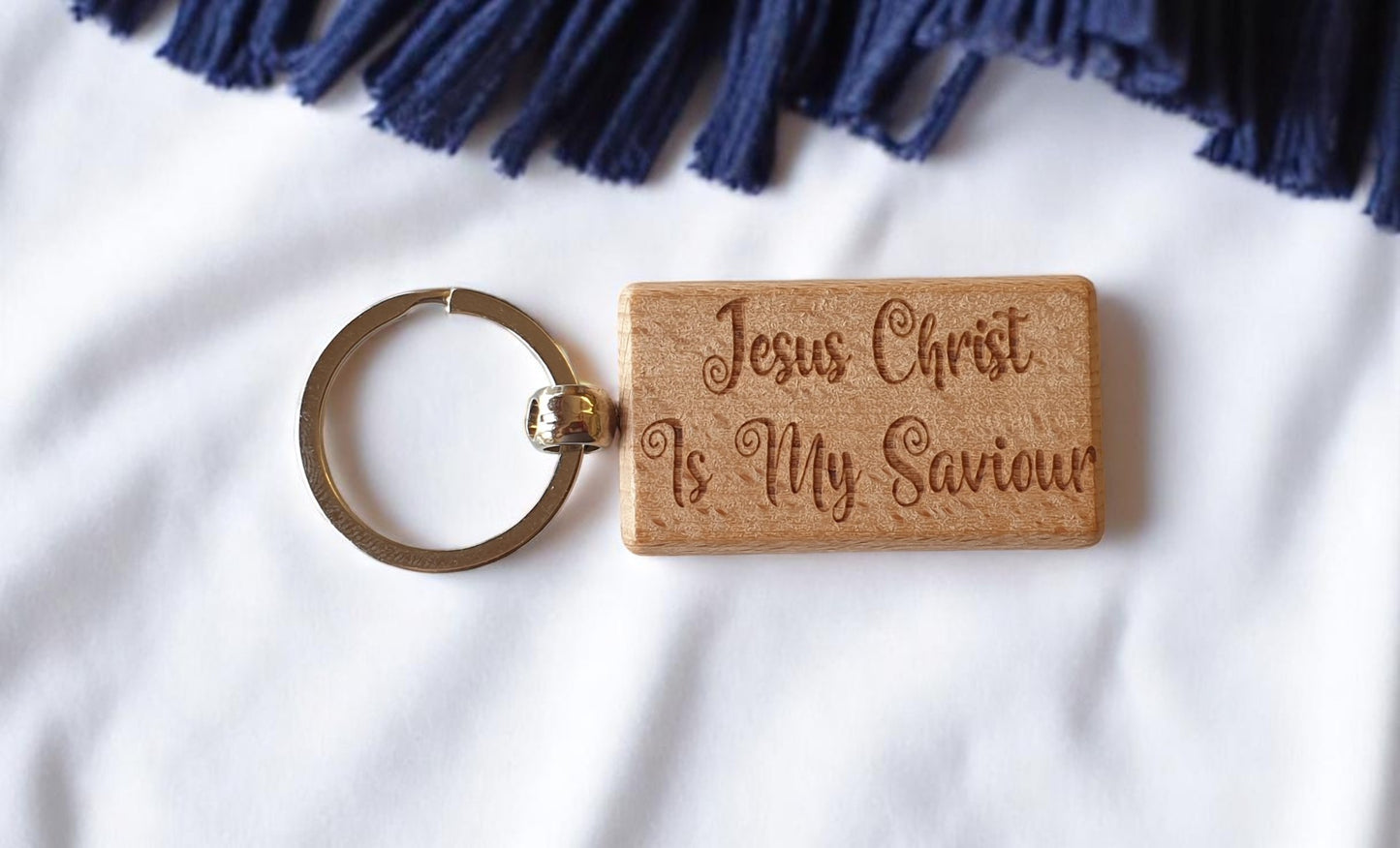 Fun Keyring Gift Jesus Christ Is My Saviour Cute Engraved Wooden Key Fob Chain Fun Nice Custom Present