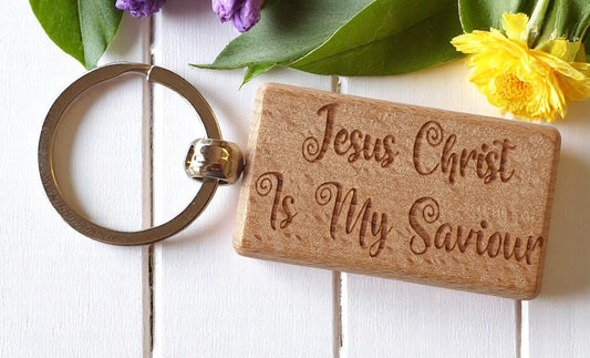 Fun Keyring Gift Jesus Christ Is My Saviour Cute Engraved Wooden Key Fob Chain Fun Nice Custom Present