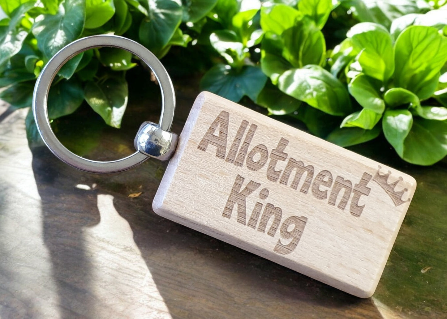 Allotment Keyring Gift Allotment King Cute Engraved Wooden Key Fob Novelty Custom Gardening Present