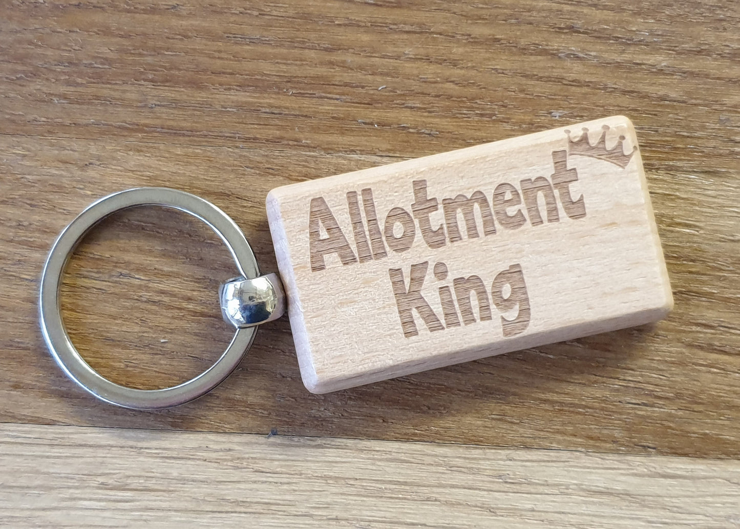 Allotment Keyring Gift Allotment King Cute Engraved Wooden Key Fob Novelty Custom Gardening Present