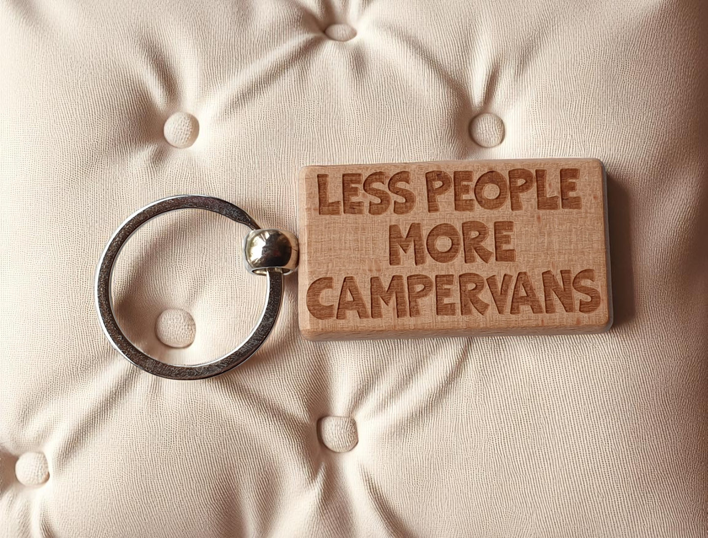 Campervan Keyring Gift Less People More Cute Engraved Wooden Key Fob Fun Novelty Nice Custom Present