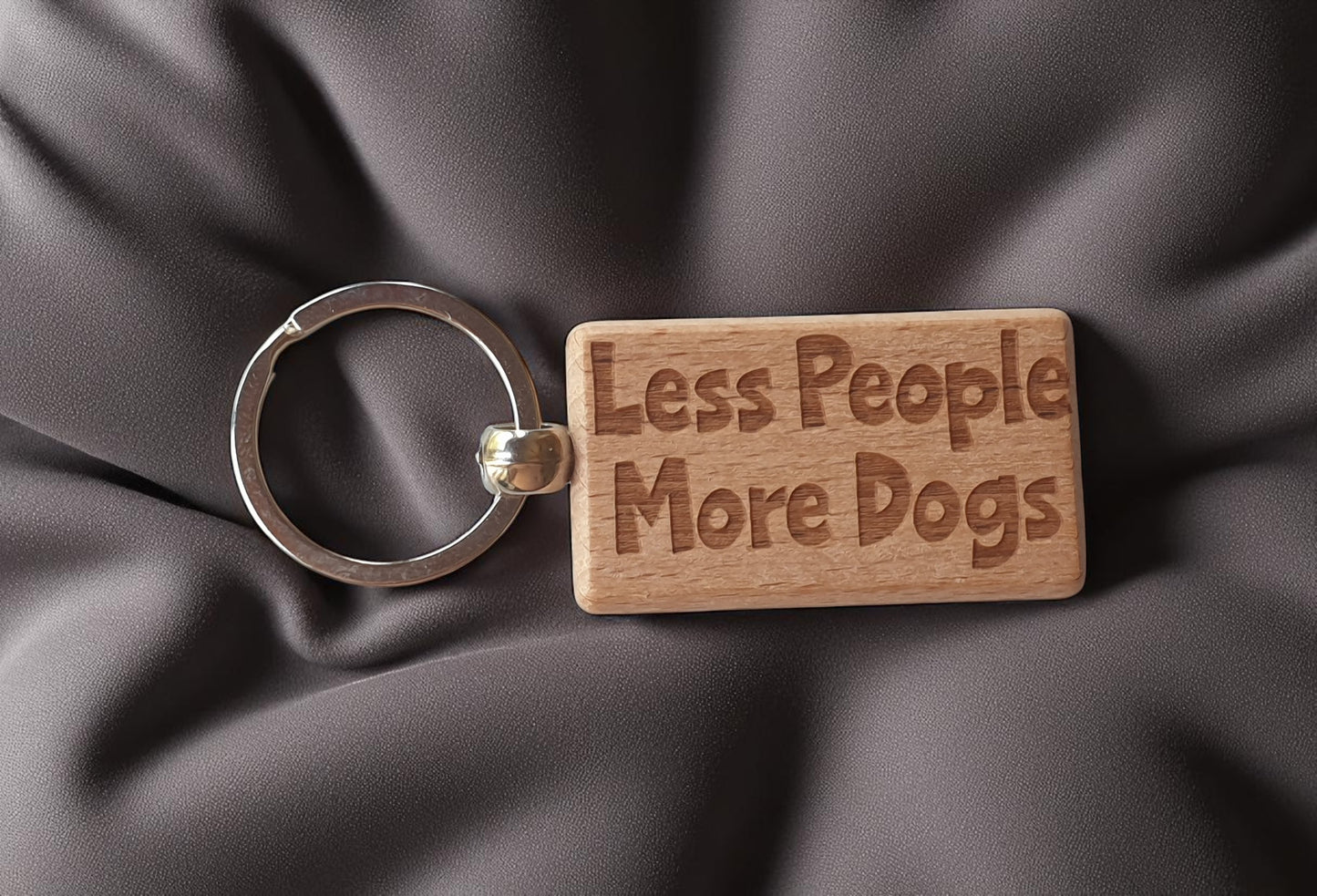 Dog Owner Keyring Gift Less People More Dogs Nice Cute Engraved Wooden Key Fob Novelty Present