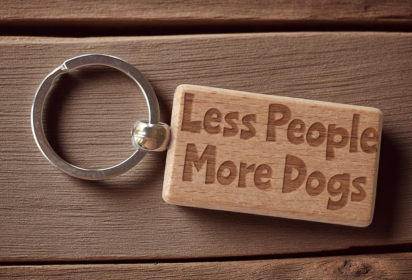 Dog Owner Keyring Gift Less People More Dogs Nice Cute Engraved Wooden Key Fob Novelty Present