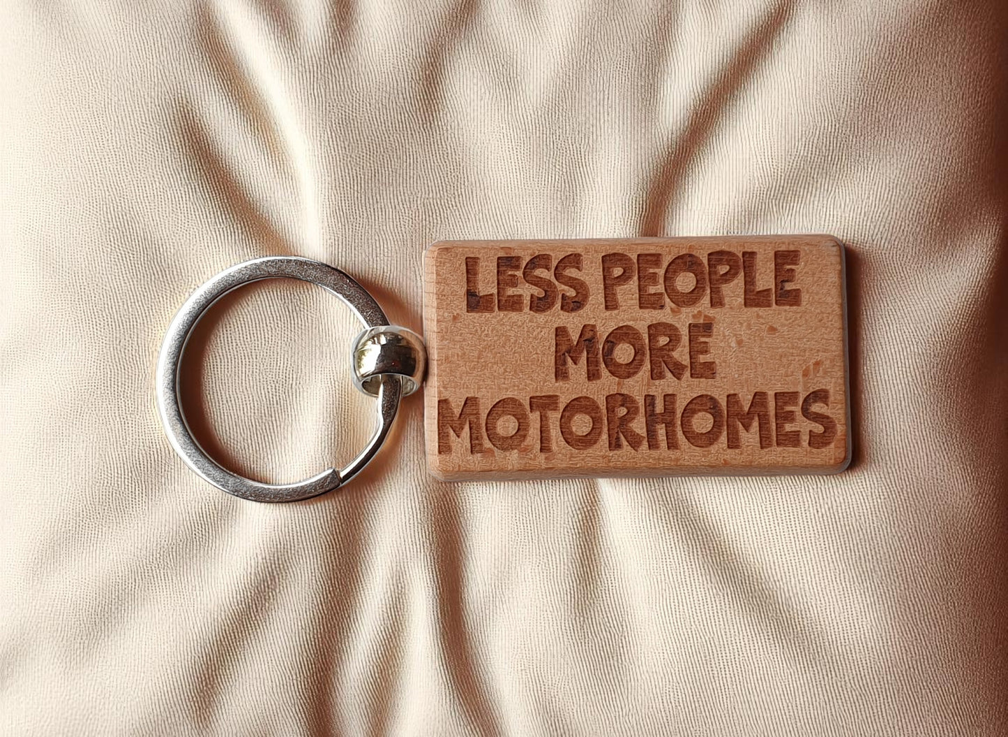 Motorhome Keyring Gift Less People More Cute Engraved Wooden Key Fob Chain Fun Nice Custom Present