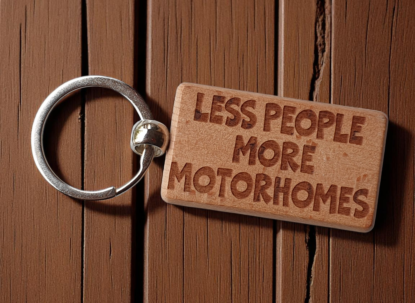Motorhome Keyring Gift Less People More Cute Engraved Wooden Key Fob Chain Fun Nice Custom Present