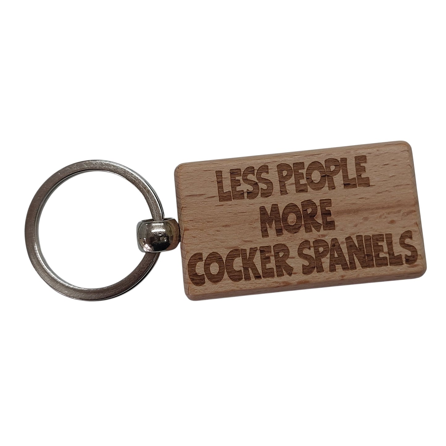 Cocker Spaniel Keyring Gift Less People More Engraved Wooden Keychain Dog Owner Present