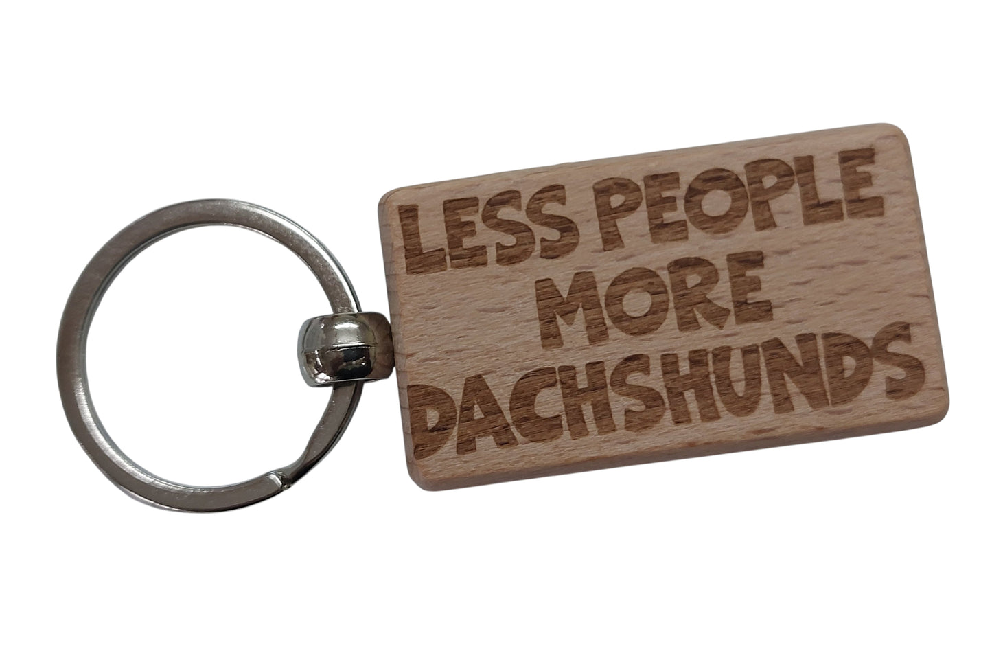 Dachshund Keyring Gift Less People More Engraved Wooden Keychain Dog Owner Present