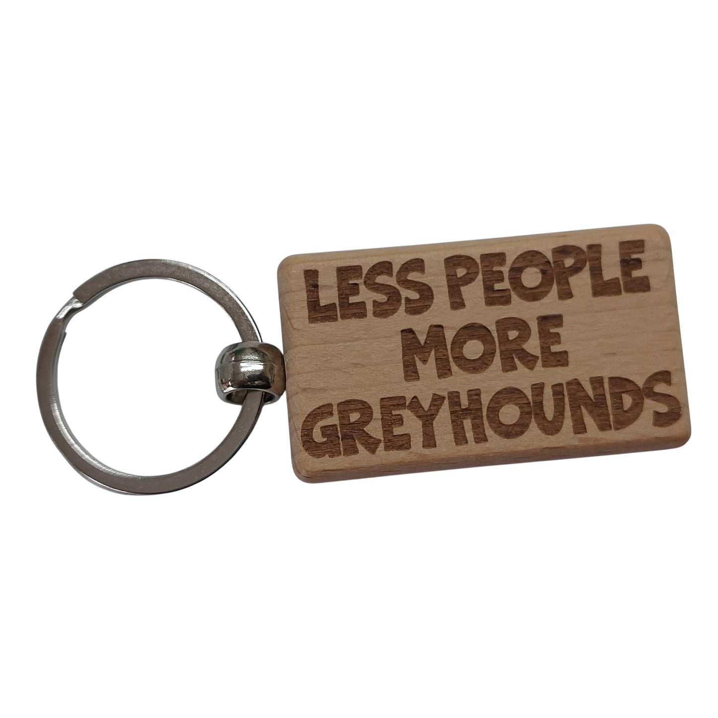 Greyhound Keyring Gift Less People More Engraved Wooden Keychain Dog Owner Present