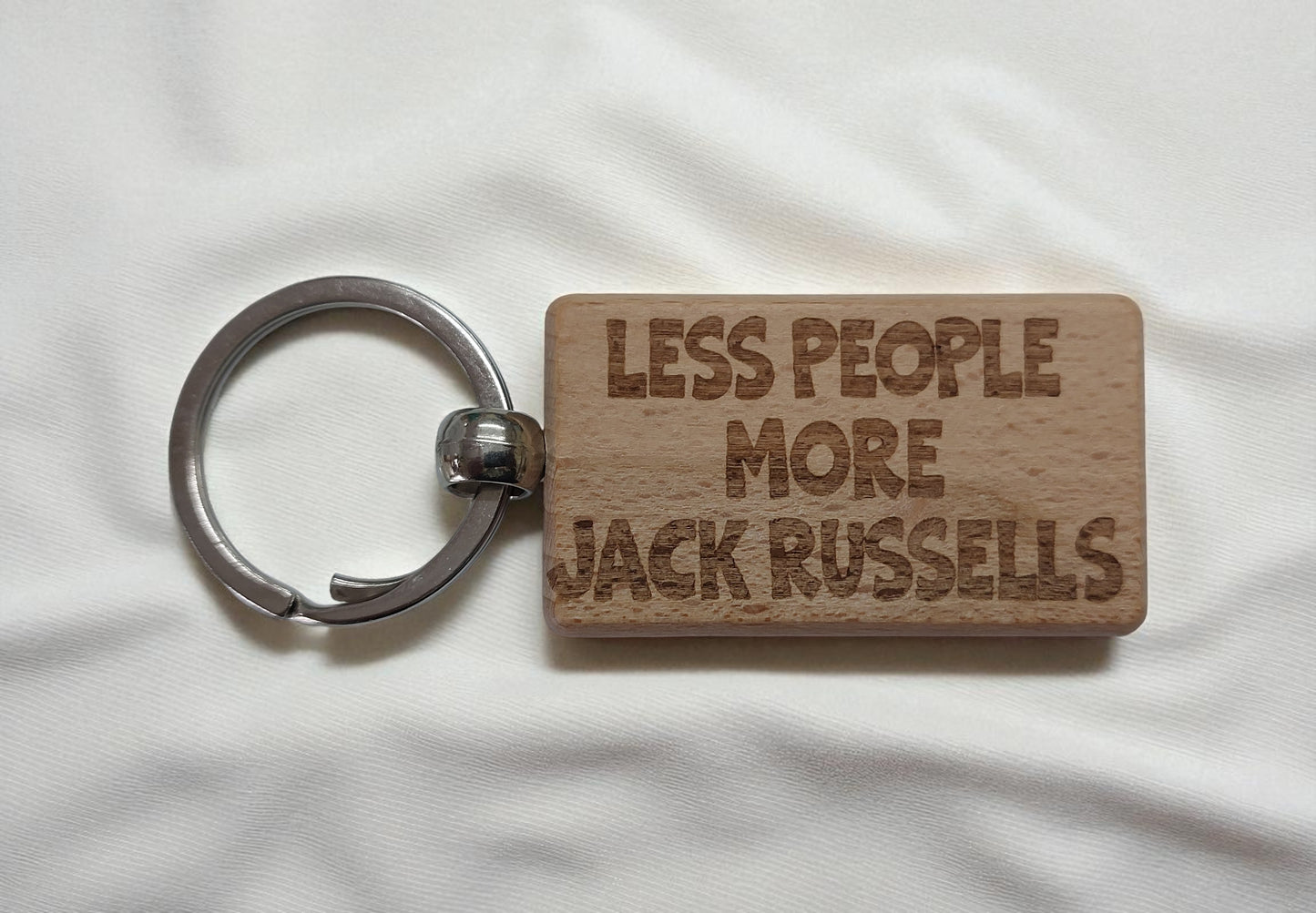 Jack Russell Keyring Gift Less People More Engraved Wooden Keychain Dog Owner Present