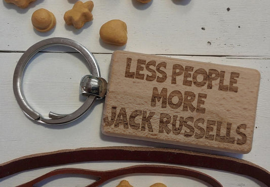 Jack Russell Keyring Gift Less People More Engraved Wooden Keychain Dog Owner Present