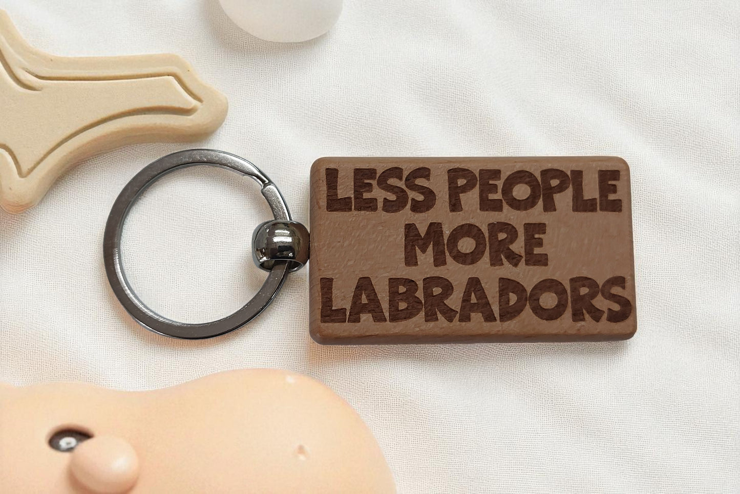 Labrador Keyring Gift Less People More Engraved Wooden Keychain Dog Owner Present