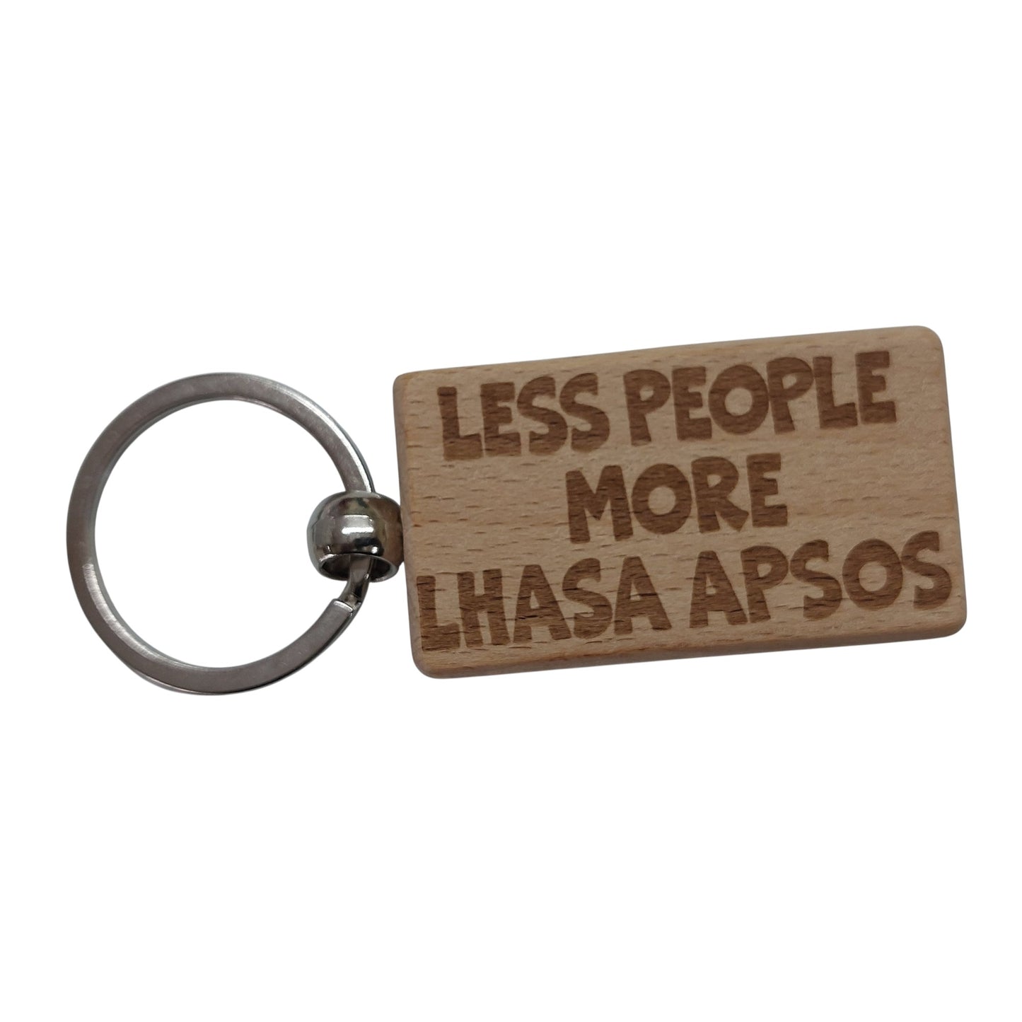 Lhasa Apso Keyring Gift Less People More Engraved Wooden Keychain Dog Owner Present