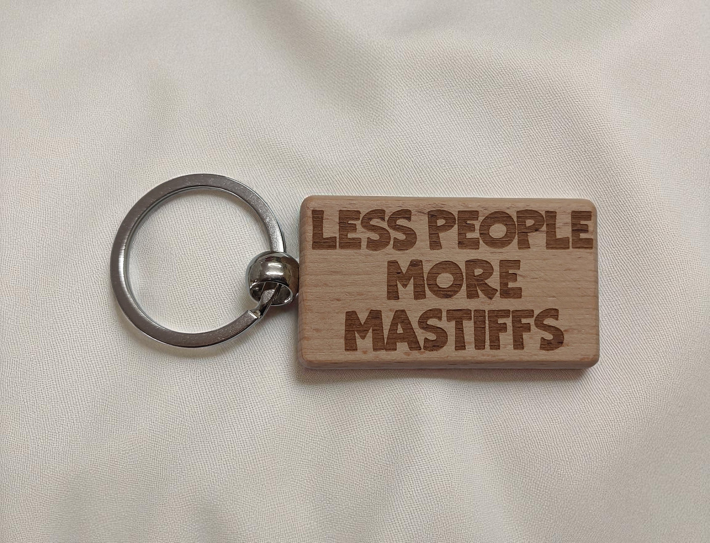 Mastiff Keyring Gift Less People More Engraved Wooden Keychain Dog Owner Present