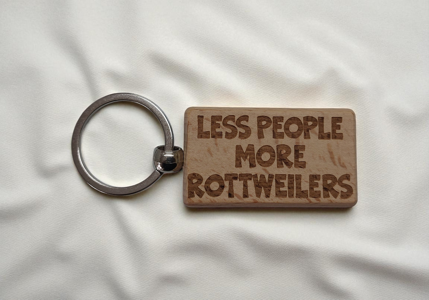 Rottweiler Keyring Gift Less People More Engraved Wooden Keychain Dog Owner Present