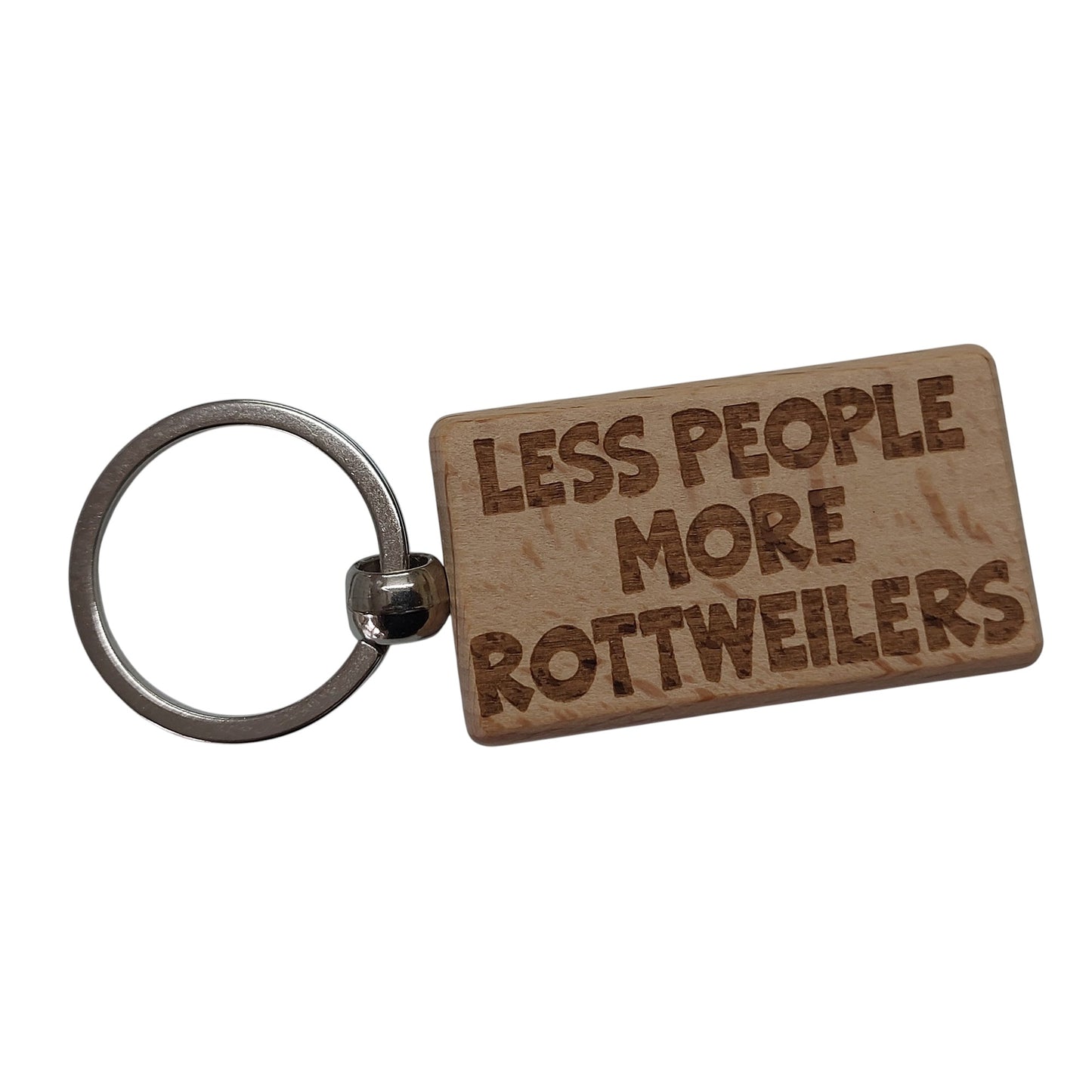 Rottweiler Keyring Gift Less People More Engraved Wooden Keychain Dog Owner Present