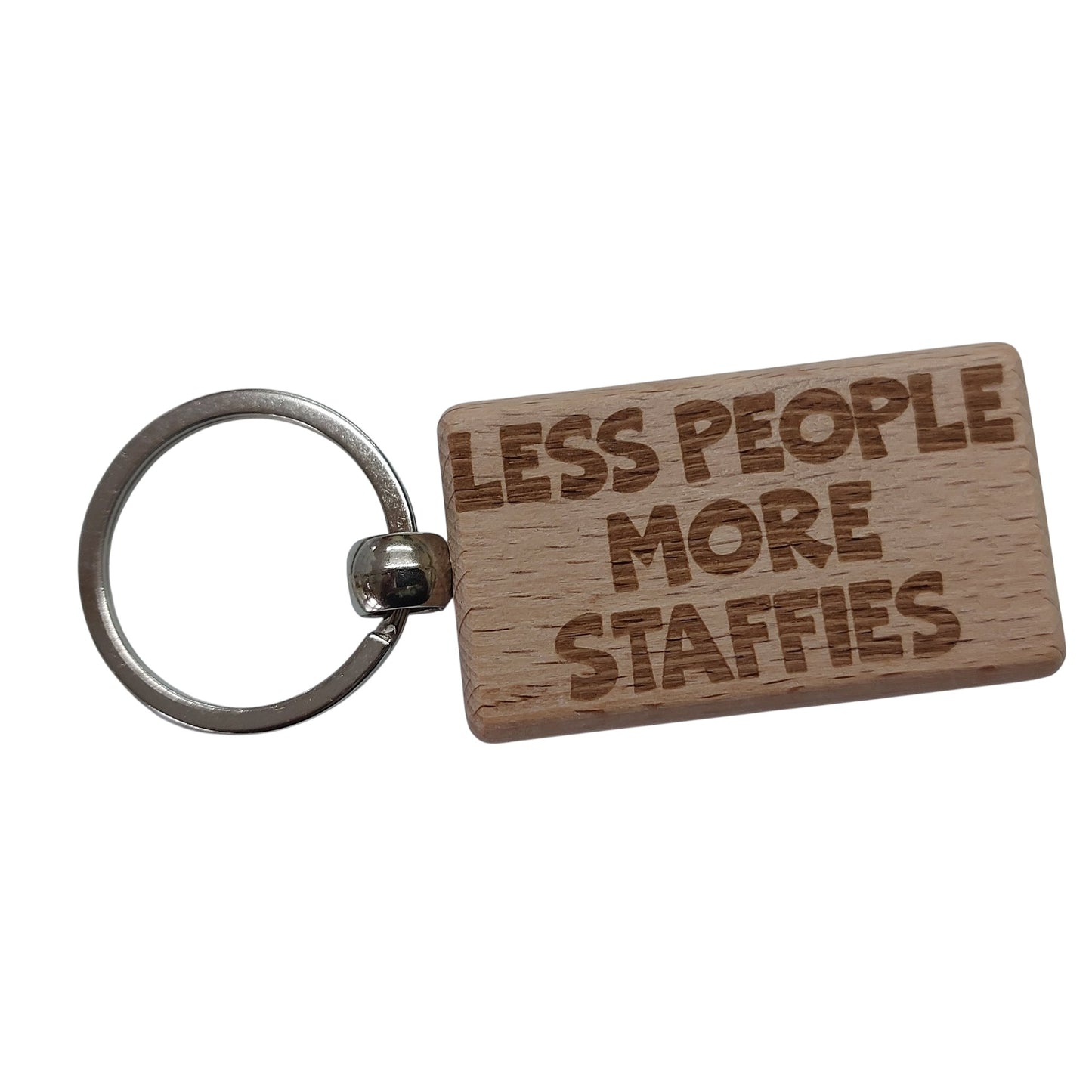 Staffie Keyring Gift Less People More Engraved Wooden Keychain Dog Owner Present