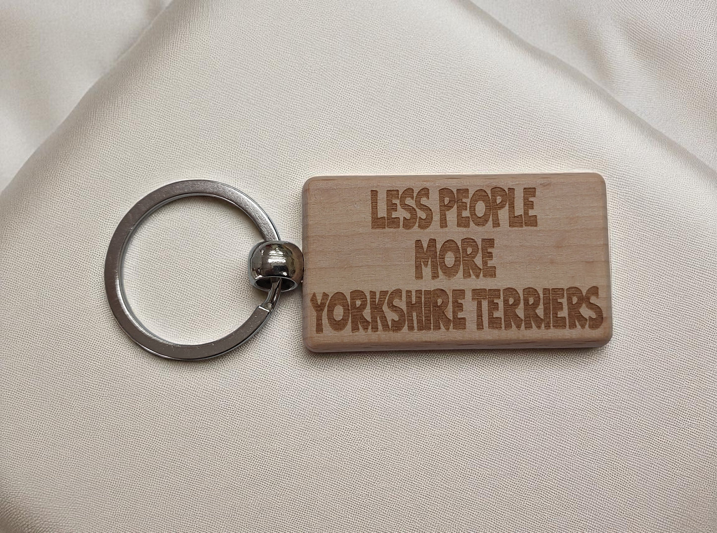 Yorkshire Terrier Keyring Gift Less People More Engraved Wooden Keychain Dog Owner Present