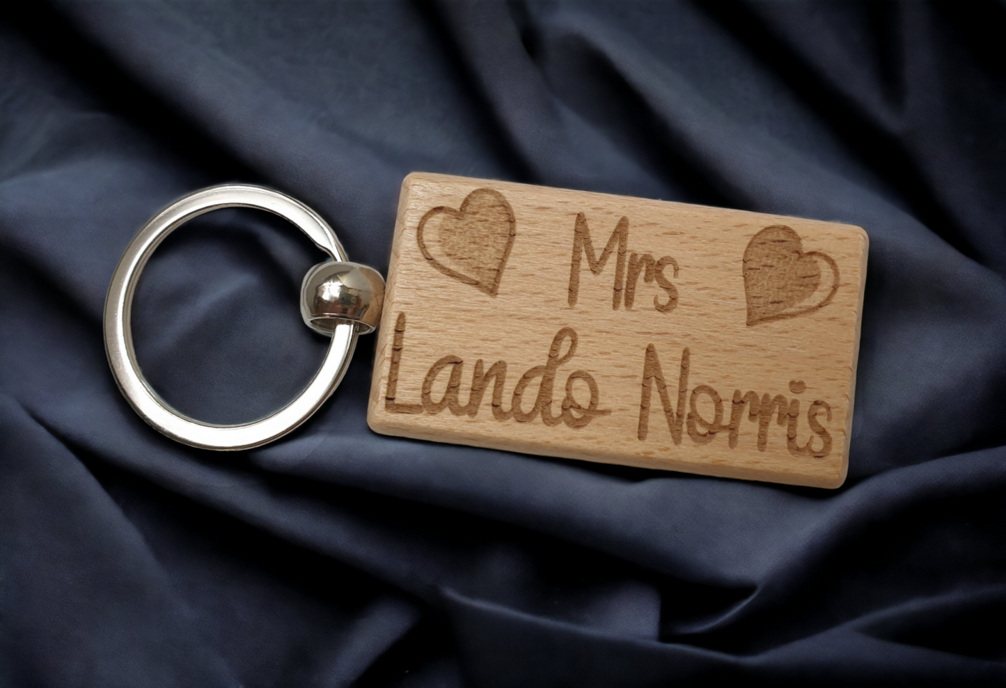 Mrs Lando Norris Keyring Gift - Engraved Wooden Formula One F1 Team Driver Fan Fun Cute Novelty Present