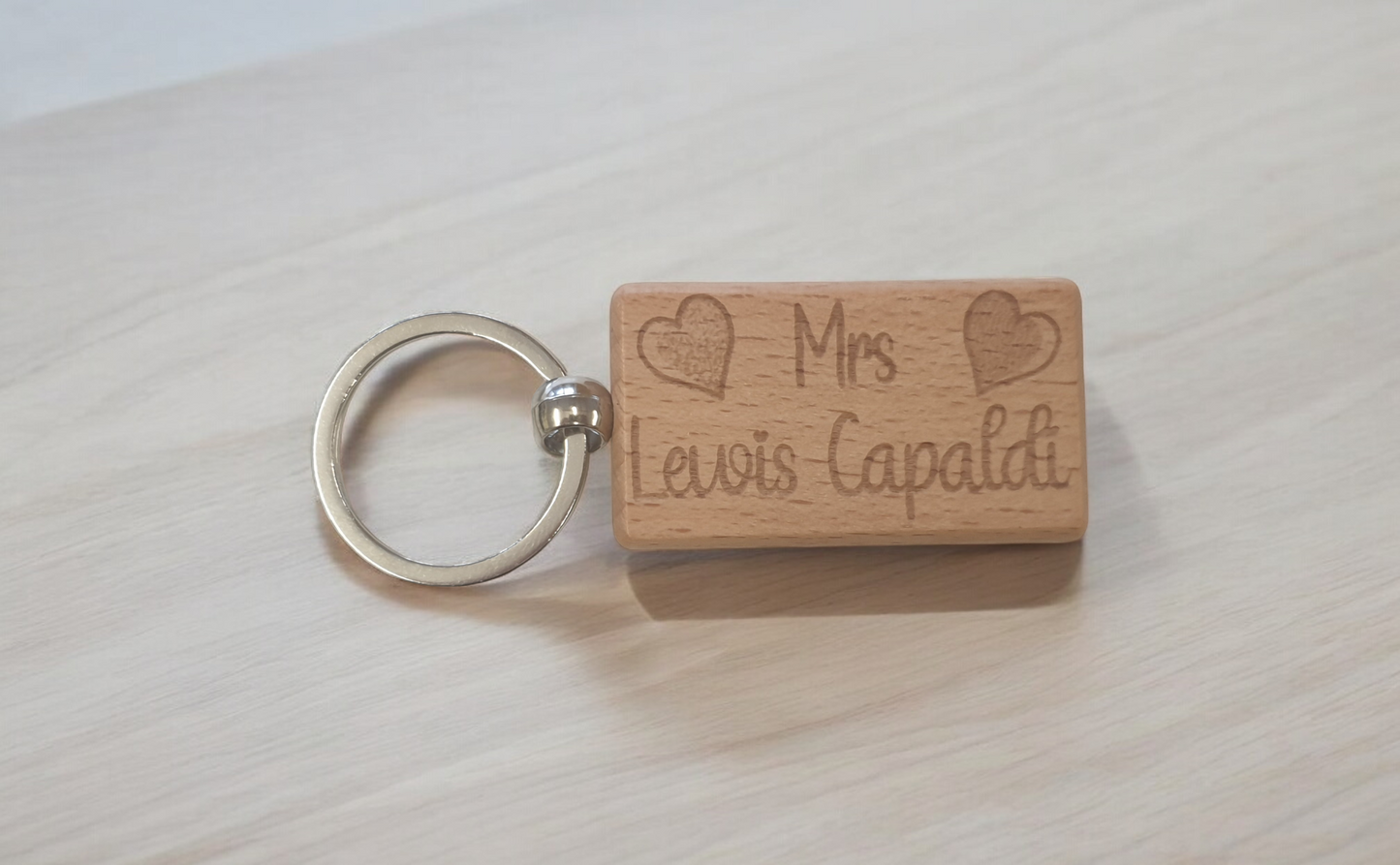 Mrs Lewis Capaldi Keyring Gift Engraved Wooden Singer Fan Birthday Fun Cute Present