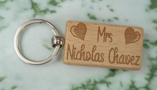 Mrs Nicholas Chavez Keyring Gift Engraved Wooden Movie TV Fan Birthday Fun Cute Present
