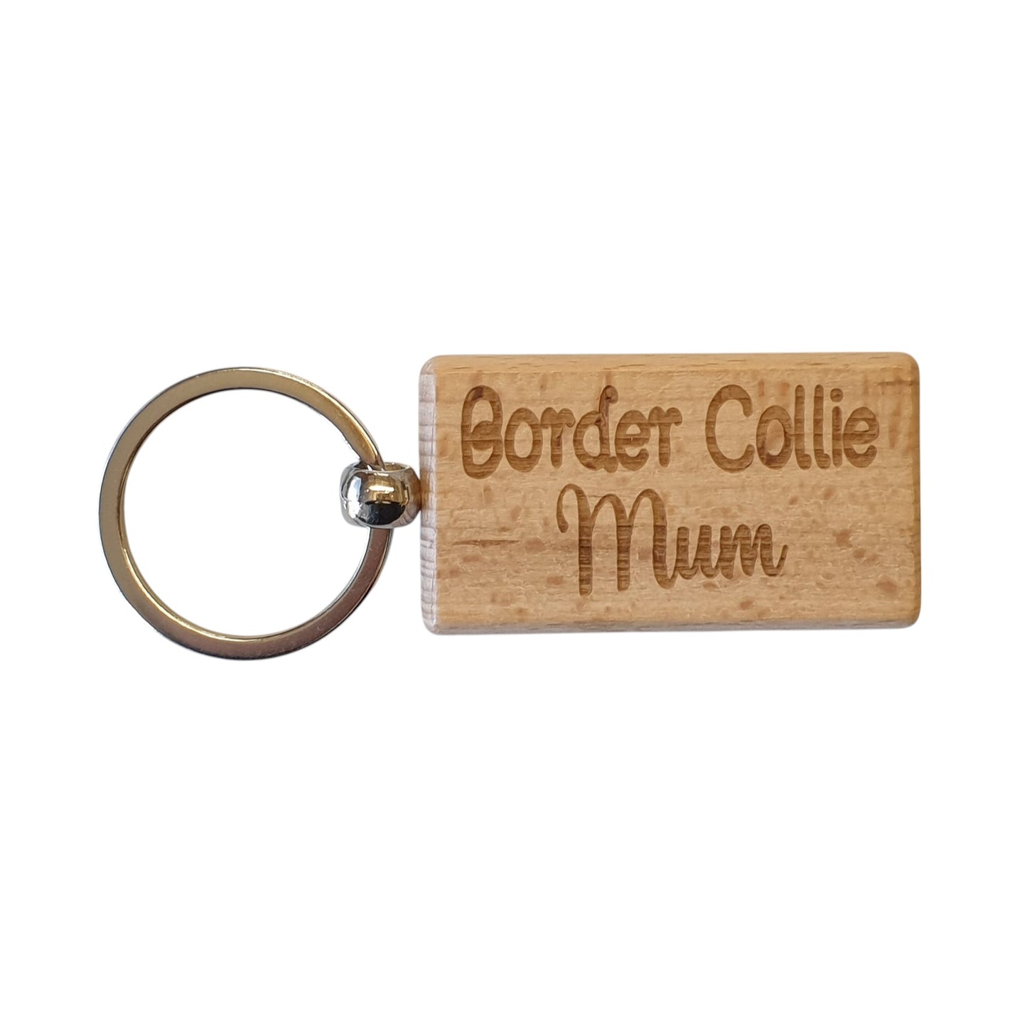Border Collie Mum Keyring Gift - Nice Cute Engraved Wooden Key Fob Novelty Dog Owner Present