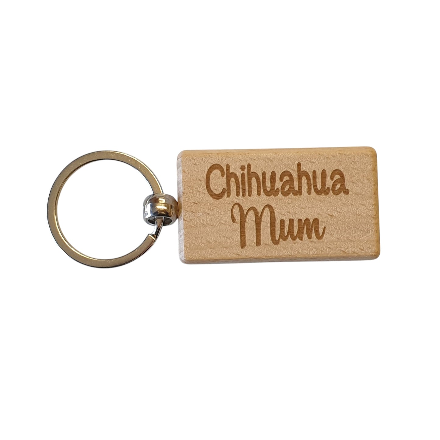 Chihuahua Mum Keyring Gift - Nice Cute Engraved Wooden Key Fob Novelty Dog Owner Present