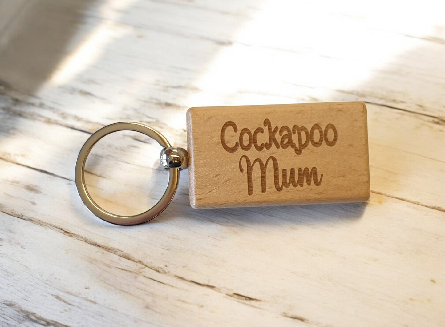 Cockapoo Mum Keyring Gift - Nice Cute Engraved Wooden Key Fob Novelty Dog Owner Present