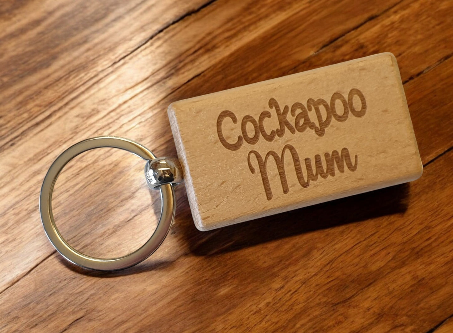 Cockapoo Mum Keyring Gift - Nice Cute Engraved Wooden Key Fob Novelty Dog Owner Present