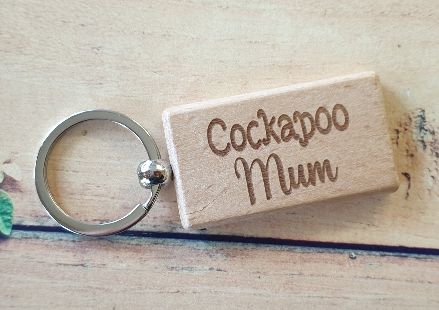 Cockapoo Mum Keyring Gift - Nice Cute Engraved Wooden Key Fob Novelty Dog Owner Present