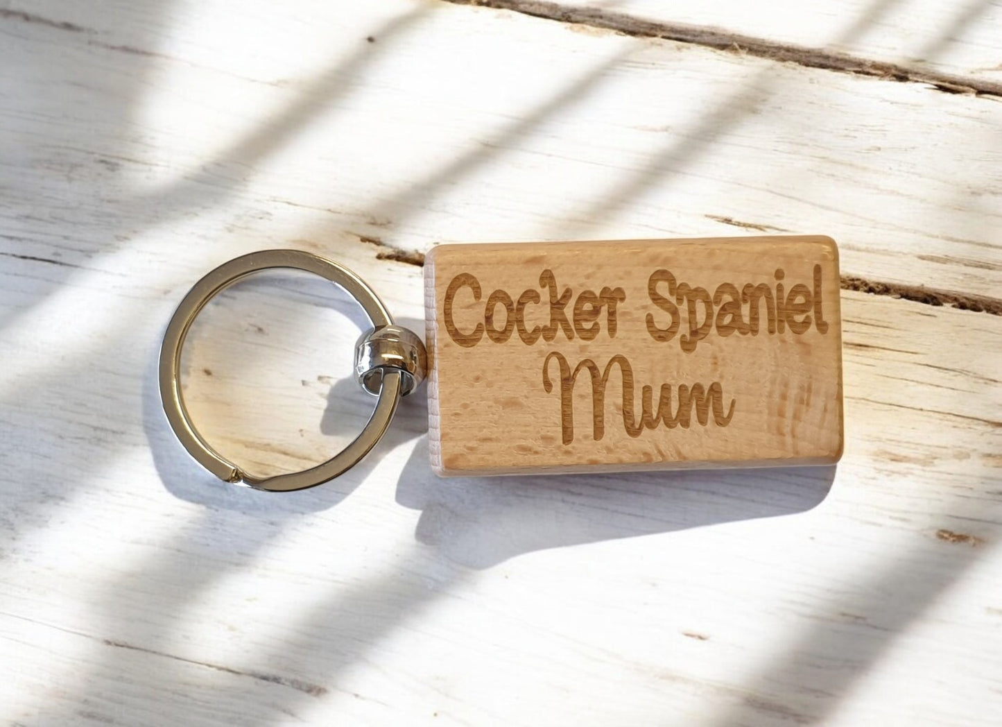 Cocker Spaniel Mum Keyring Gift - Nice Cute Engraved Wooden Key Fob Novelty Dog Owner Present