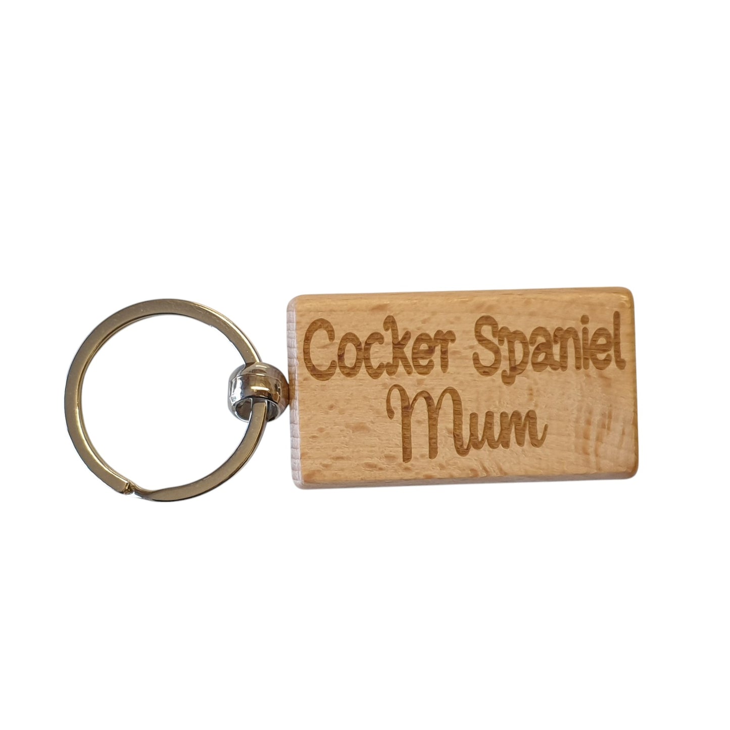 Cocker Spaniel Mum Keyring Gift - Nice Cute Engraved Wooden Key Fob Novelty Dog Owner Present