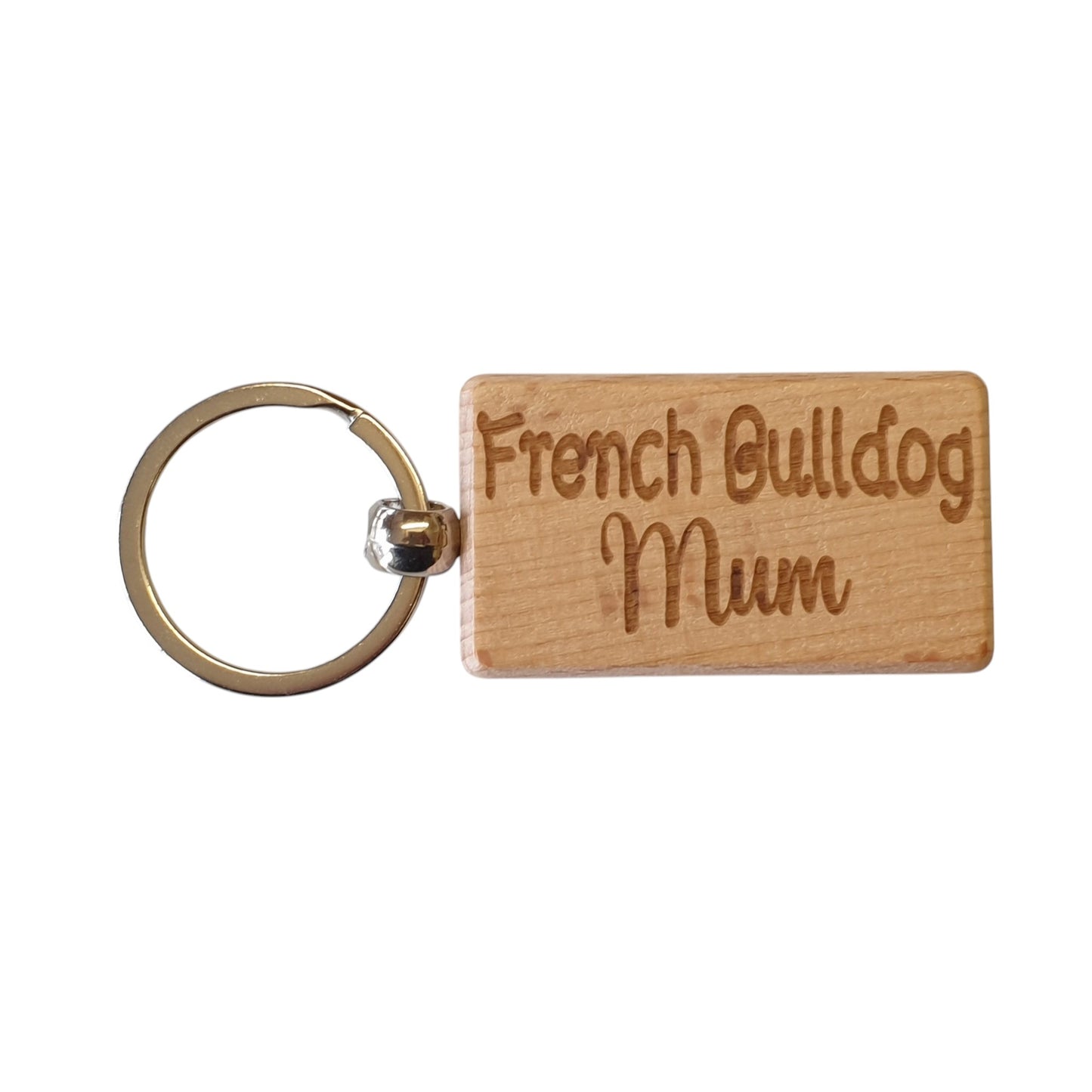 French Bulldog Mum Keyring Gift - Nice Cute Engraved Wooden Key Fob Novelty Dog Owner Present