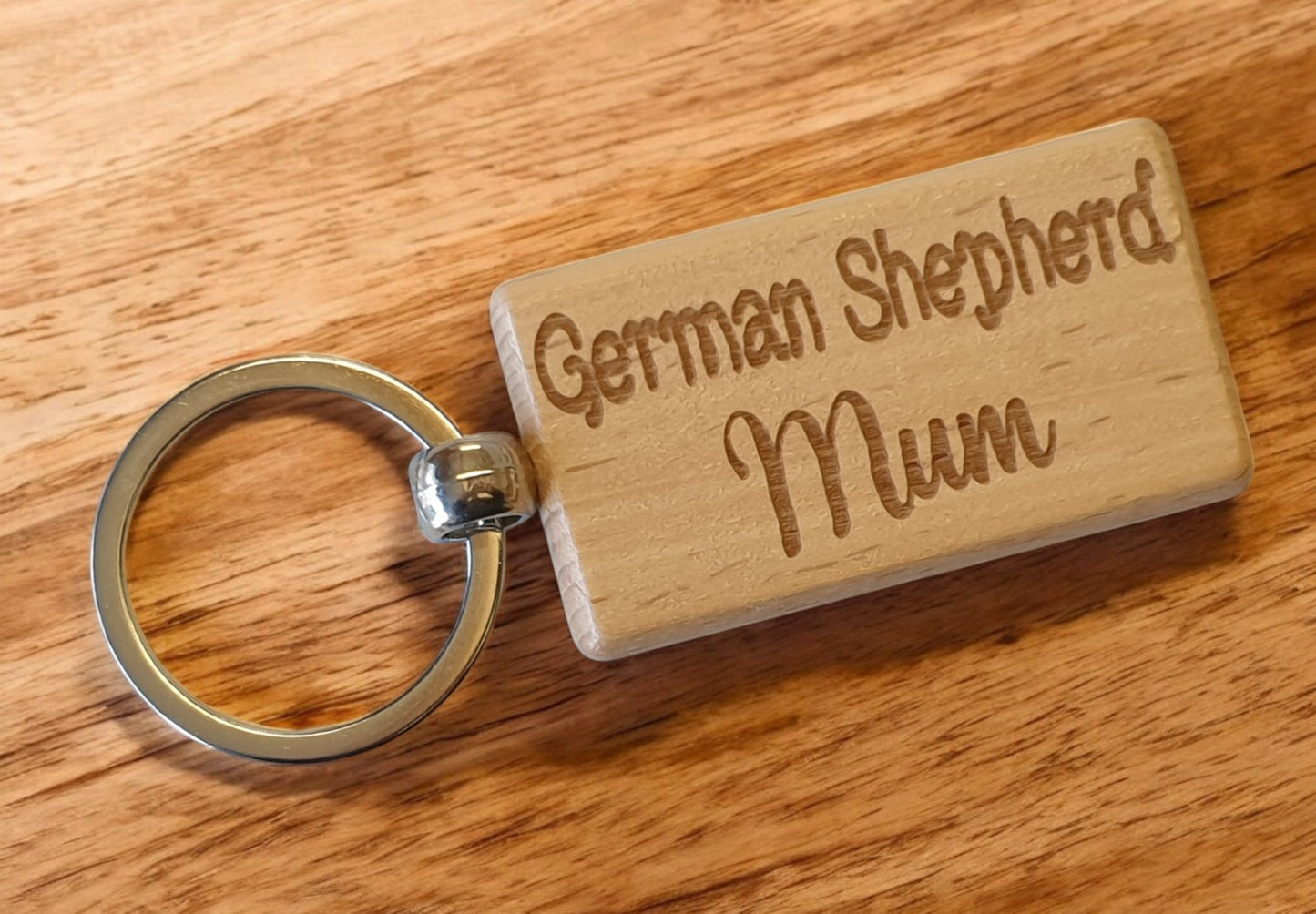 German Shepherd Mum Keyring Gift - Nice Cute Engraved Wooden Key Fob Novelty Dog Owner Present