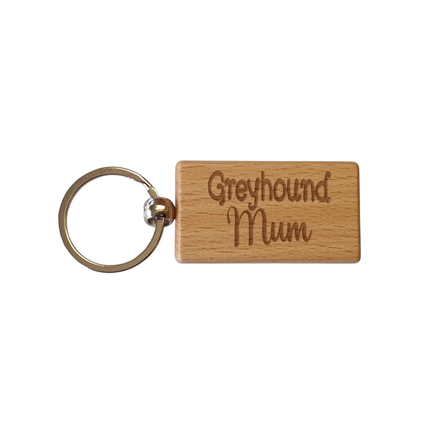 Greyhound Mum Keyring Gift - Nice Cute Engraved Wooden Key Fob Novelty Dog Owner Present